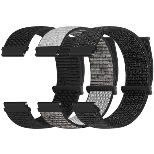 Yunshare Nylon Armband 20mm für Samsung Galaxy Watch 7/6/5/4, Garmin Venu, schwarz