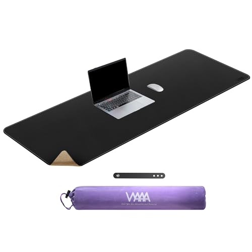 VYAAA Schreibtischunterlage Leder Kork 120x40cm rutschfest Mauspad für Büro Zuhause