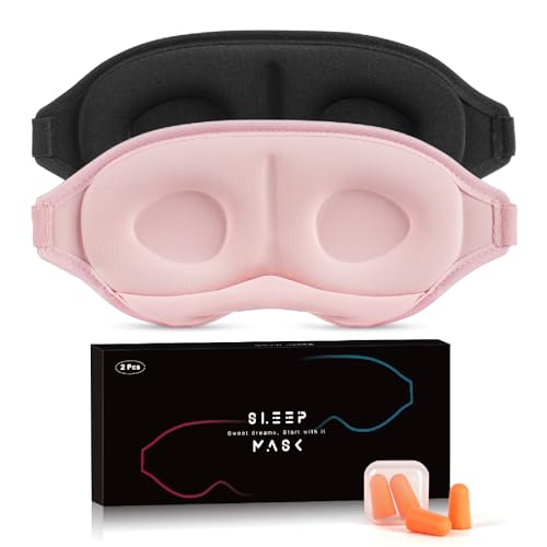 Produktbild: Aosun 3D schlafmaske für seitenschläfer, 2er-pack, lichtblockierend mit ohrstöpseln
