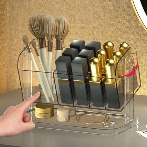 COANSEN Kosmetik Organizer, 180 drehbarer Pinsel Aufbewahrung für Badezimmer, Lidschattenpinsel, Lippenstift Etui