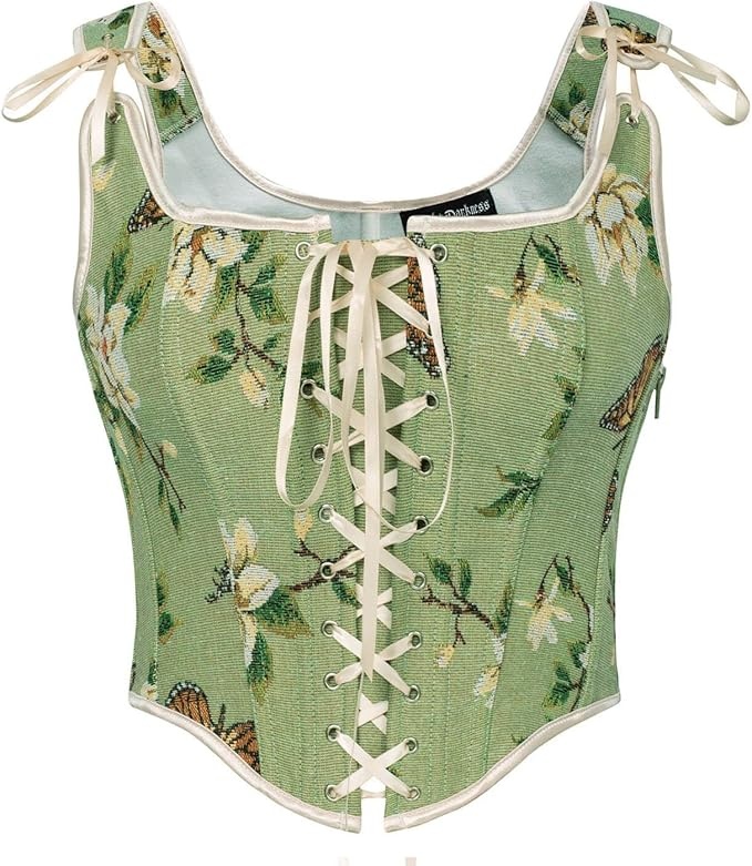**Renaissance Korsett Top Damen Vintage Blumendruck Weste SCARLET DARKNESS**