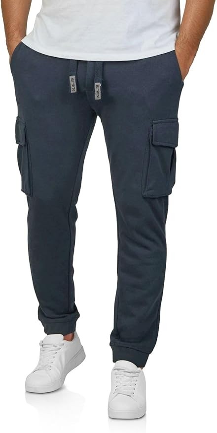 Cargo Jogginghose Herren Baumwolle Regular Fit Navy Blau M mit Taschen
