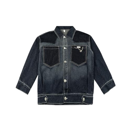 rolanko jeansjacke mädchen denim trucker jacke blau gespleißt größe 140/8-9 jahre