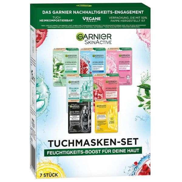 Produktbild: garnier tuchmasken set 3 x 7 pack für 27,84 euro statt 39 euro