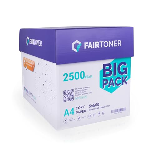 Produktbild: fairtoner kopierpapier 2500 blatt din-a4 80g weiß universal druckerpapier