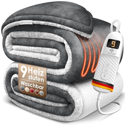 kesser heizdecke 180x130cm elektrisch mit abschaltautomatik waschbar anthrazit