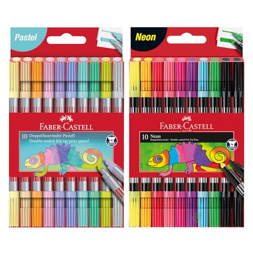 faber-castell filzstifte set 20 doppelfasermaler pastell neon