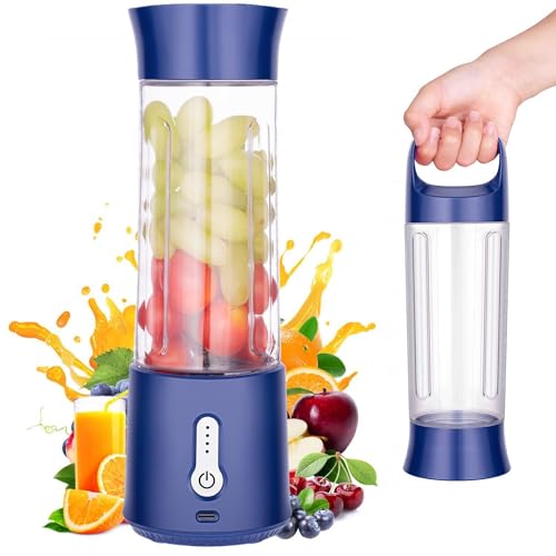 rainpal tragbarer mixer mini standmixer, usb blender mit 500ml behälter, kabellos, blau