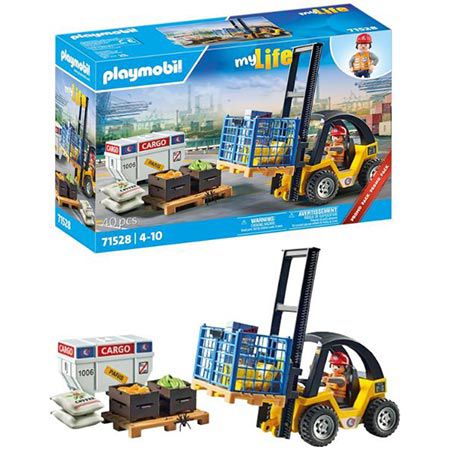 playmobil gabelstapler mylife 71528 mit fracht für 14,39 euro statt 18 euro