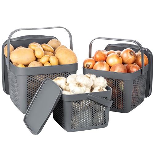 Produktbild: uandu kartoffel aufbewahrungsbox 3er set, zwiebelbox, knoblauch box, küchenkorb