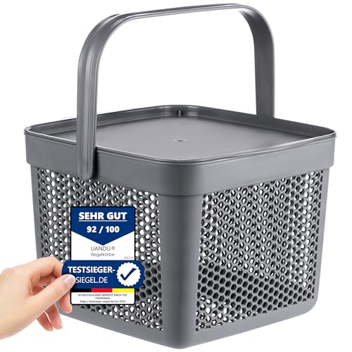 uandu aufbewahrungskorb 5l mit deckel, spielzeugkorb, wäschekorb, badkorb, vorratskorb