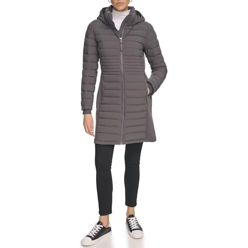 calvin klein damen daunenjacke long puffer mantel leichtes gewebe, gr. s