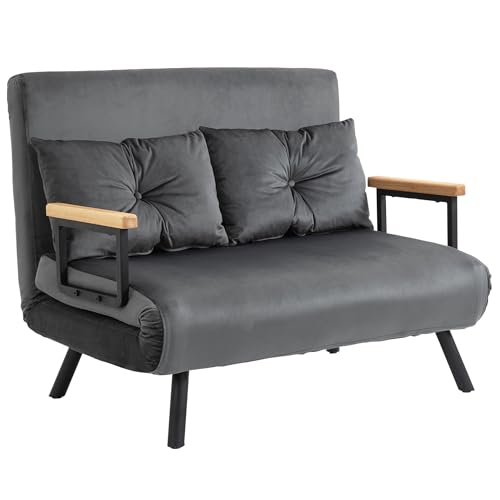 HOMCOM schlafsofa klappbett dunkelgrau 202 x 73 x 81 cm faltbar vielseitig