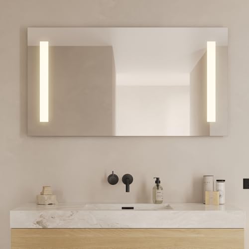 badspiegel 120x65 cm von loevschall  led mit front- und hintergrundbeleuchtung, ip44