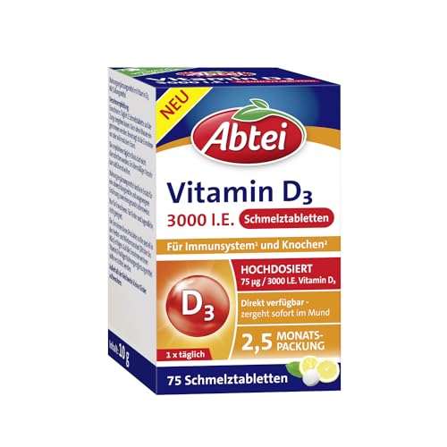 abtei vitamin d3 3000 ie - unterstützt immunsystem und knochen - 75 schmelztabletten