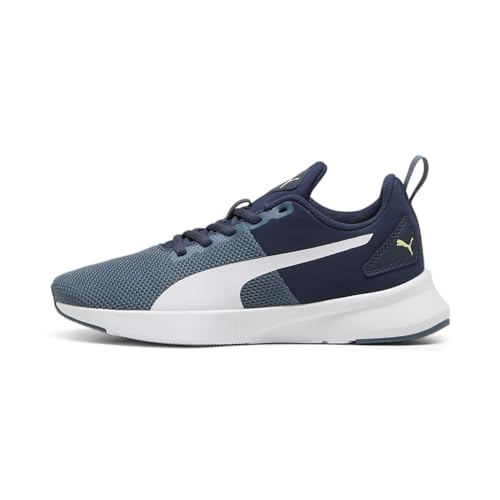 puma flyer runner junior sneaker, club navy gray skies white, 37.5 eu