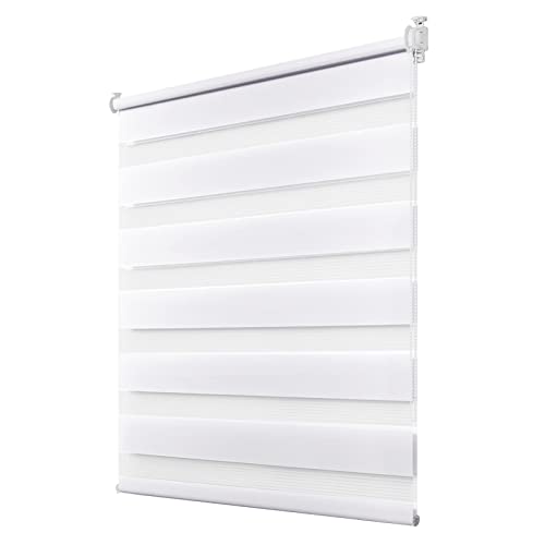 Deswell Doppelrollo Klemmfix Weiß 45x180 cm, stufenlos verstellbar, lichtdurchlässig & verdunkelnd