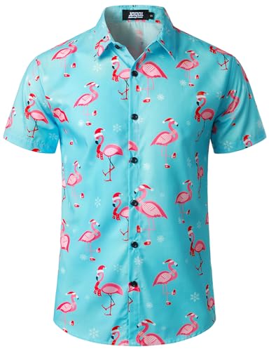 jogal weihnacht hemd kurzarm herren funky button down mit weihnachtsmann print hellblau
