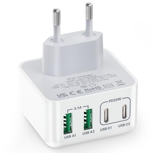 usb c ladegerät aioneus 40w 4 ports schnellladegerät pd 3.0 adapter für iphone samsung