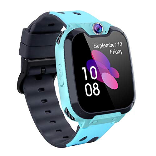 Kinder-Smartwatch Telefon von PTHTECHUS mit SOS, Schrittzähler, Musik, Spiele, Blau
