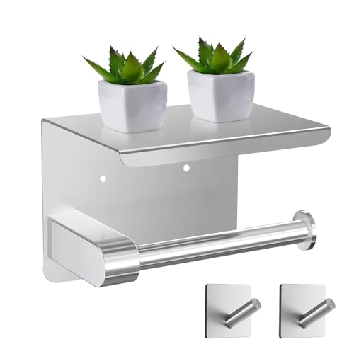 wc papier halterung ohne bohren, klopapierhalter edelstahl mit ablage, wandmontage