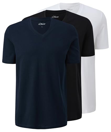 s.Oliver herren t-shirt 2155030 blau schwarz weiß größe L