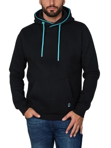 Herren Hoodie RIVSandro Regular Fit Kapuzenpullover Beige M Black-Tropical Turquoise