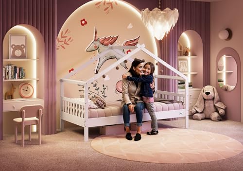 helia hausbett 160x80 weiß, alcube, stabiles kinderbett mit lattenrost aus massivholz