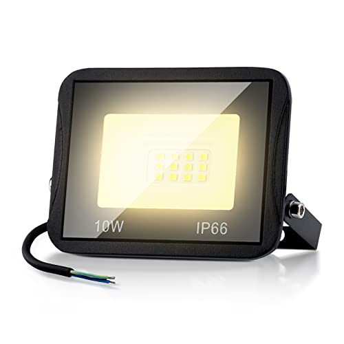 randaco 10W led strahler außen warmweiß ip66 wasserdicht 900lm 3000k für garten, auffahrt