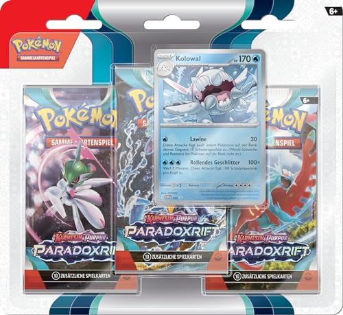 pokmon-sammelkartenspiel 3er-pack kolowal karmesin purpur paradoxrift 3 boosterpacks 1 holografische promokarte