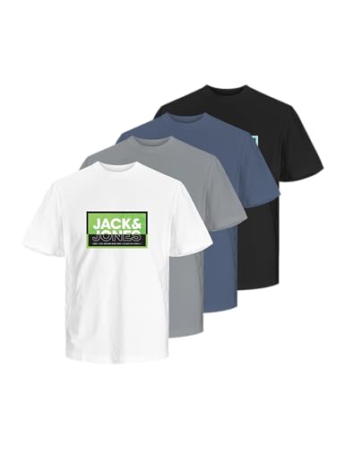 jack&jones junior t-shirt set sommer print 4er pack für jungen