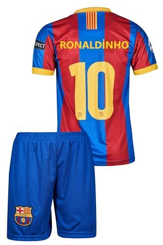 ronaldinho kinder trikot barcelona #10, nostalgie, kurzarm, limitierte auflage 4-13 jahre