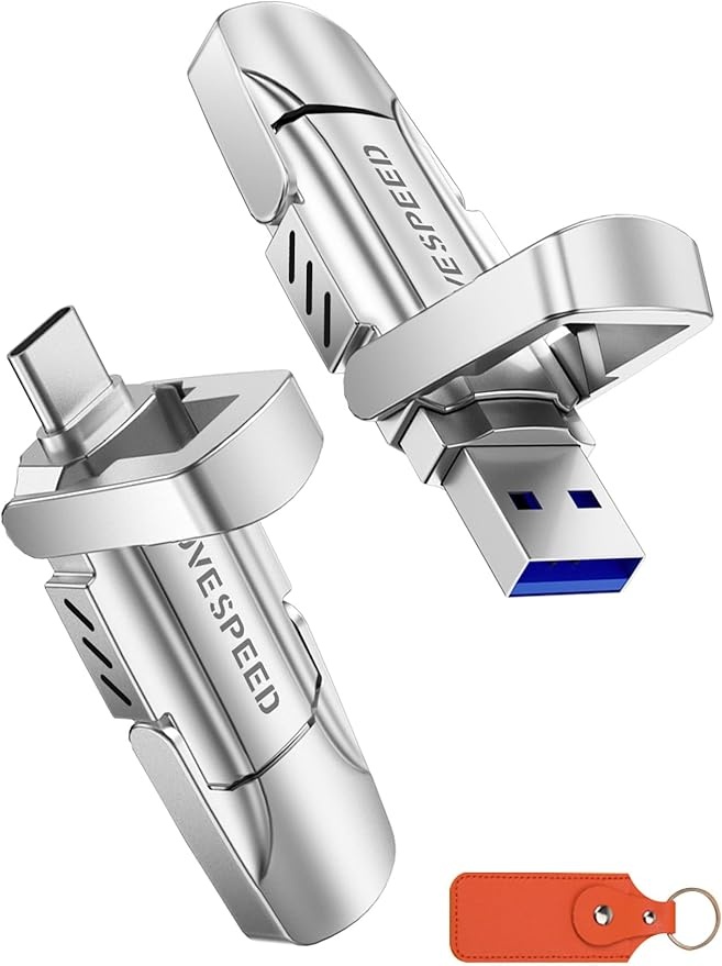 MOVE SPEED 1TB USB Stick, Externe SSD 560 MB/s, Dual USB-C & USB-A, Kompatibel iPhone 15/16/17 Pro, MacBook, Windows, Android