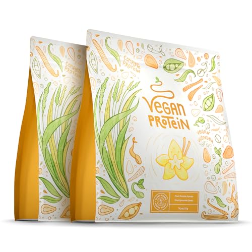 veganes proteinpulver 1200g vanille 22g protein shake soja reis erbsen