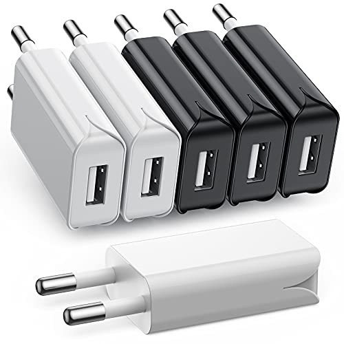 usb ladegerät stecker 5v 1a slim 6pack für iphone samsung handy mp3 e-book reader 3 schwarz 3 weiß