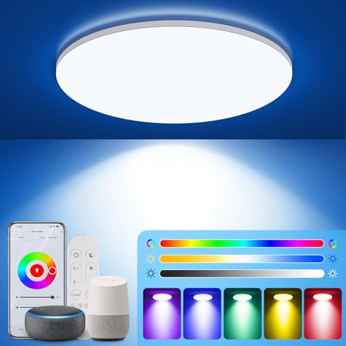 24W LED deckenleuchte kingmile, smart dimmbar, rgb, fernbedienung, app-steuerung, alexa