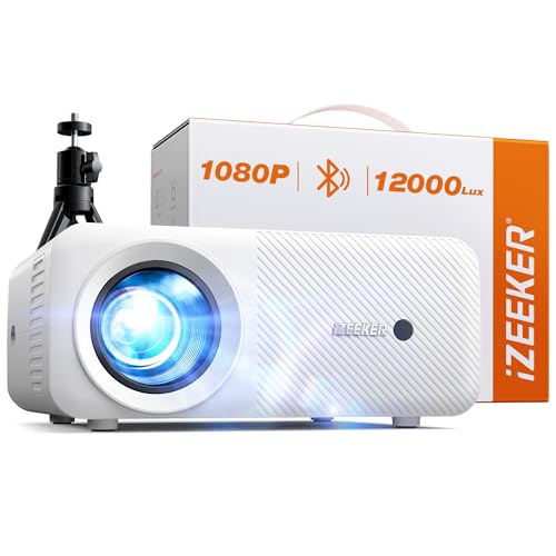 mini beamer 1080p bluetooth mit stativ, iZEEKER projektor für handy, hmdi, ps5, xbox