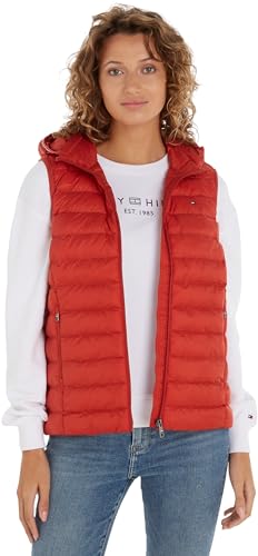 tommy hilfiger damen weste gepolstert global stripe vest kapuze rot xxS prime