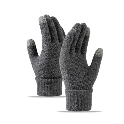 Produktbild: Winter Touch Screen Gloves für Damen, Dicke Thermo-Strickhandschuhe mit Non-Slip Palm, Grau