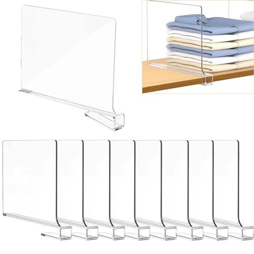 8 Stück Regaltrenner aus Acryl, 30x20cm, für Schrank- und Küchenorganisation