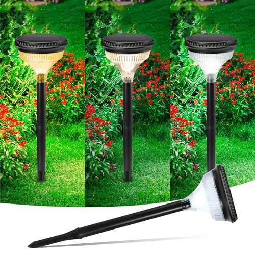 ecowho solarlampen für außen, 4 stück dimmbare gartenleuchten, ip65 wasserdicht, 24 led