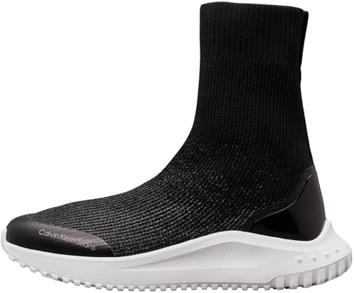 calvin klein jeans damen runner sneaker schwarz, high sock, größe 41