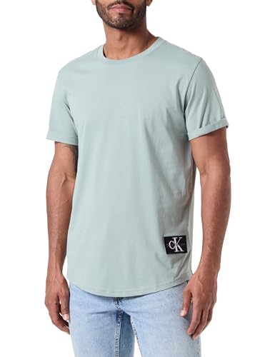 calvin klein jeans herren t-shirt kurzarm grau badge turn up sleeve XXS