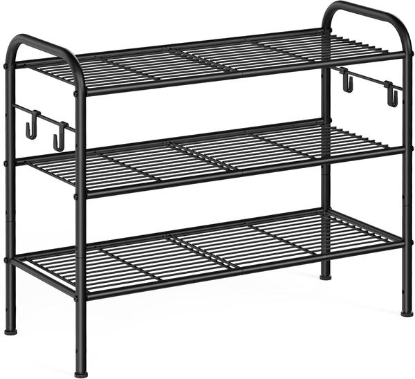 Schuhregal 3 Ebenen für 12 Paar Schuhe 28 x 68 x 53 cm schwarz
