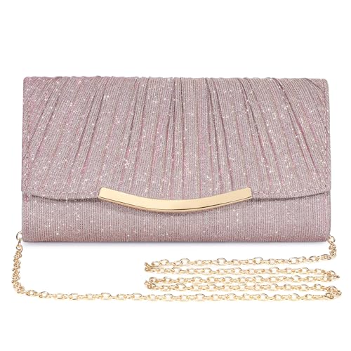 asvert abendtasche damen clutch eleganter satin umhängetasche rosegold für hochzeit party