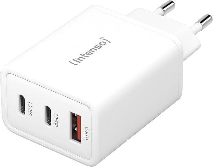 Intenso Power Adapter 65W, 1x USB-A, 2x USB-C, GaN-Technologie, weiß