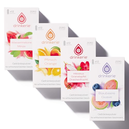 Produktbild: getränkepulver zuckerfrei drinkerie 48 x 500ml instant mit vitamin c 4 geschmäckern