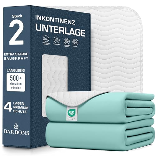Produktbild: barbons waschbare inkontinenzunterlage 75 x 90 cm, matratzenauflage, 2er pack
