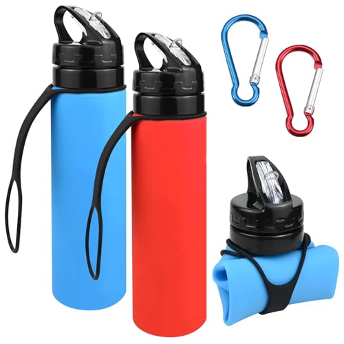 faltbare trinkflasche 600ml 2er set wiederverwendbare auslaufsichere bpa-frei für wandern outdoor reisen radfahren