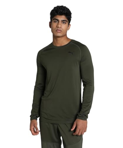 puma performance t-shirt unisex formknit seamless langarm shirt dark olive, m eu